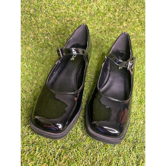 Soda Black Patent Mary Jane Block Heel Shoes Square Toe Chunky Size 8.5 - Picture 2 of 9